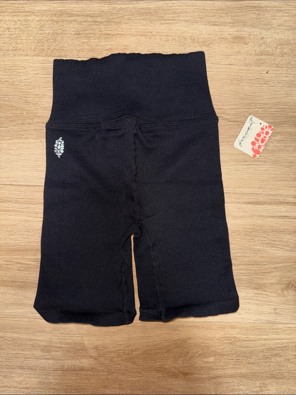 FP Movement by Free People Black Ribbed High-Waist Bike Shorts
